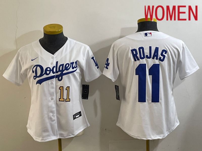 Women Los Angeles Dodgers #11 Rojas White Game 2024 Nike MLB Jersey style 6->women mlb jersey->Women Jersey